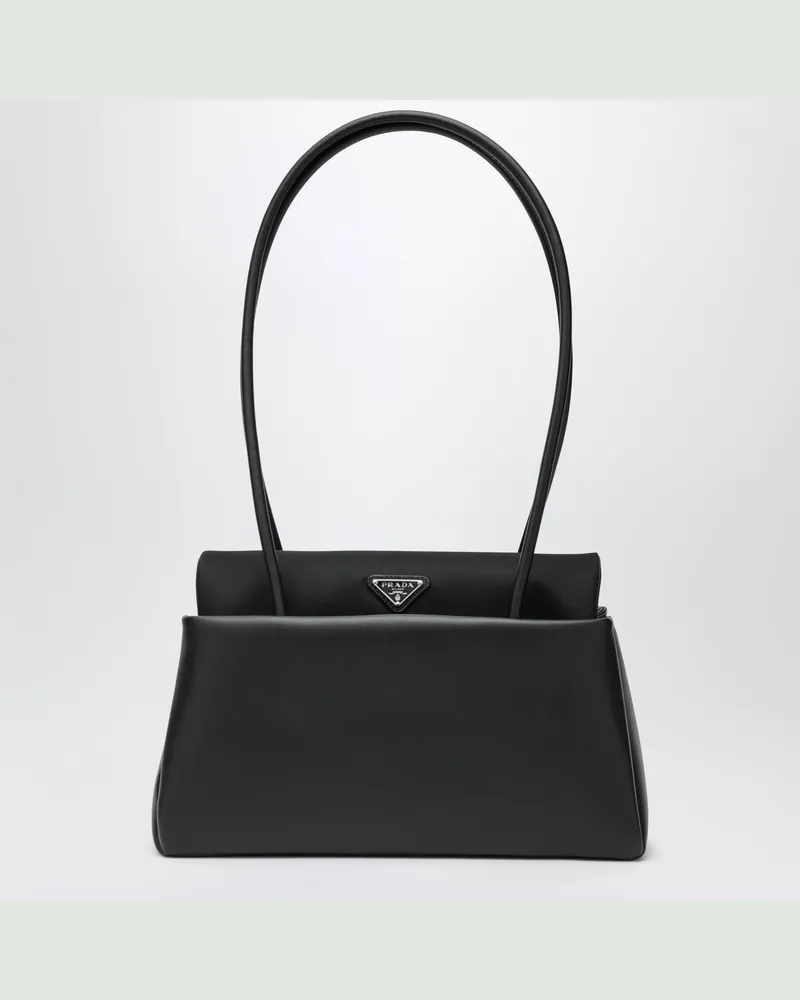 Prada Passage mittelgroße Tasche aus Leder und schwarzem Re-Nylon Black