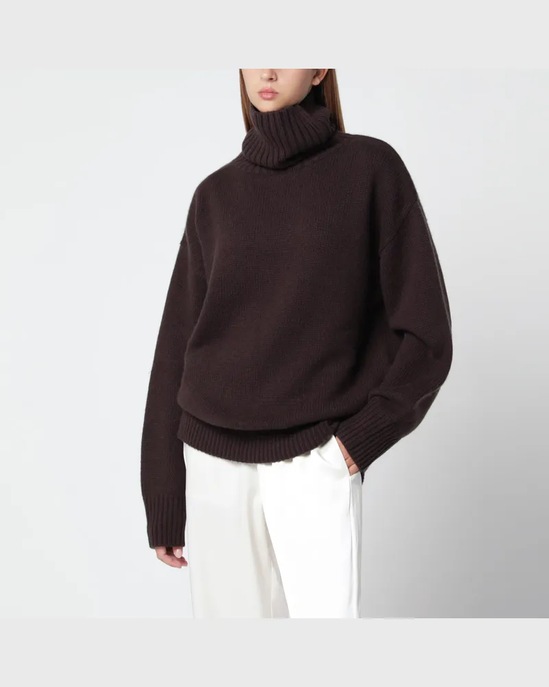 extreme cashmere Brauner Rollkragenpullover aus Kaschmir Brown