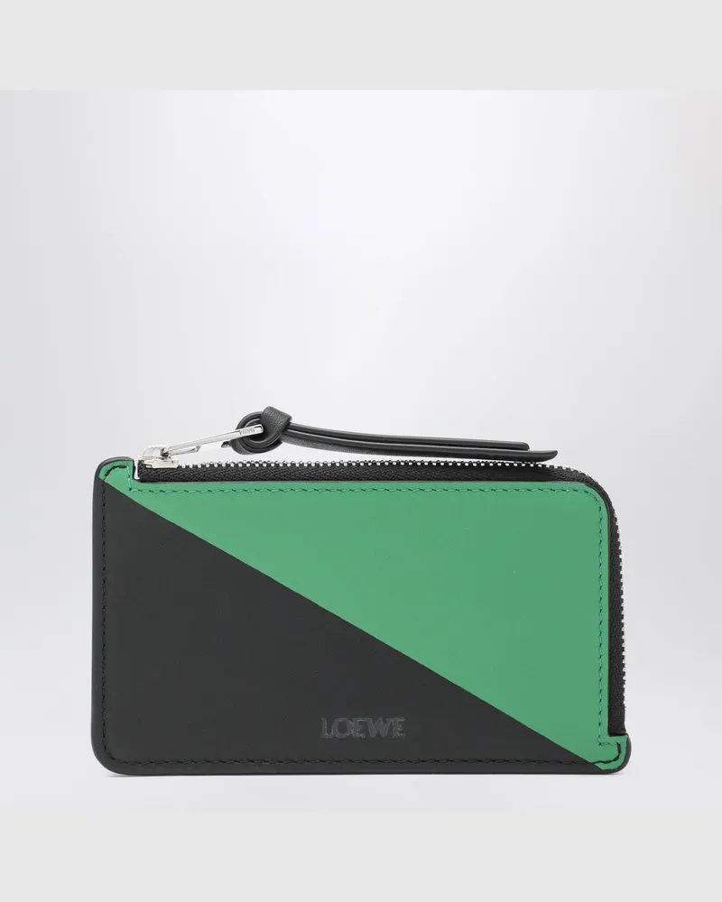Loewe Flag Kartenetui mit Münzfach aus Leder in Schwarz / Tropical Green Multicolor
