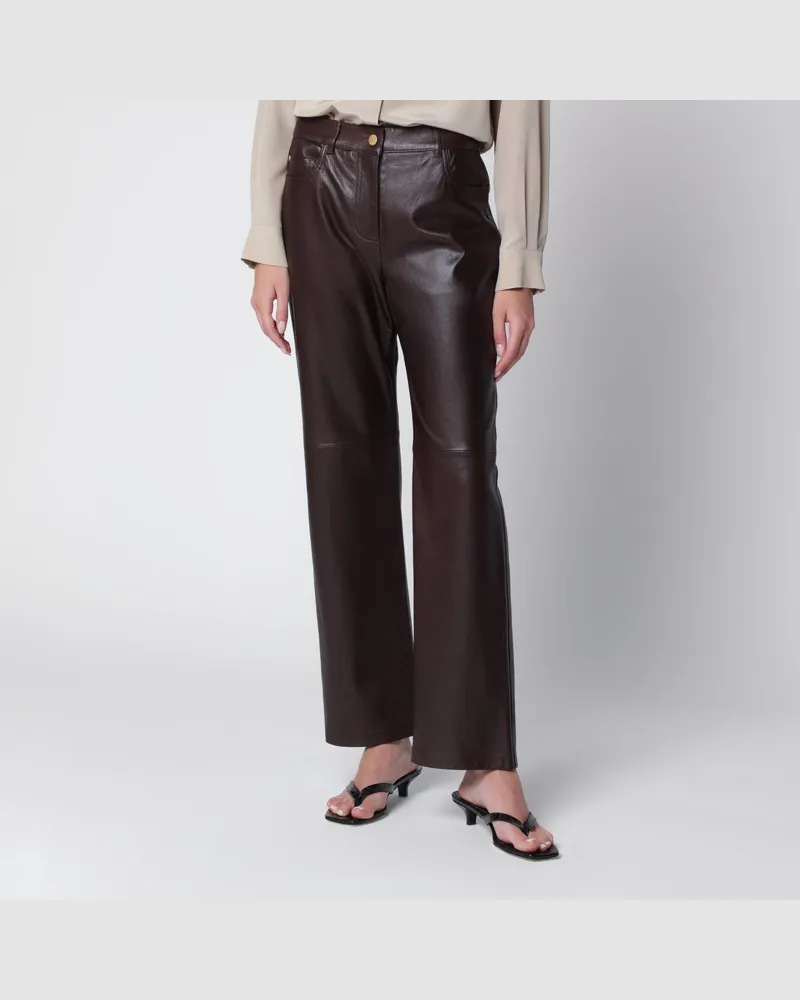 Max Mara Hose aus braunem Lammnappaleder Brown