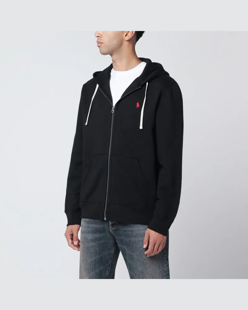 Ralph Lauren Schwarzes Sweatshirt mit Reißverschluss aus angerauter Baumwolle Schwarz