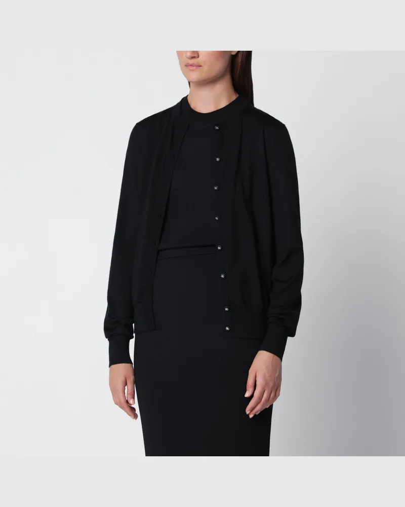 Dolce & Gabbana Schwarze Strickjacke aus Kaschmir und Seide Black