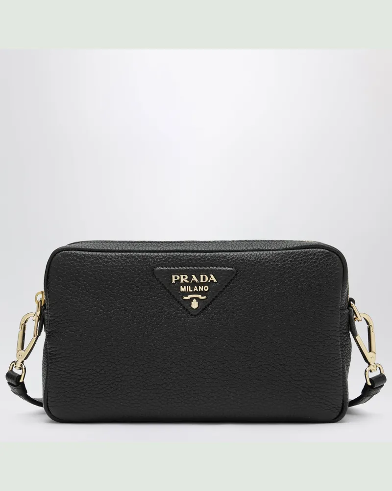 Prada Small black leather shoulder bag Black