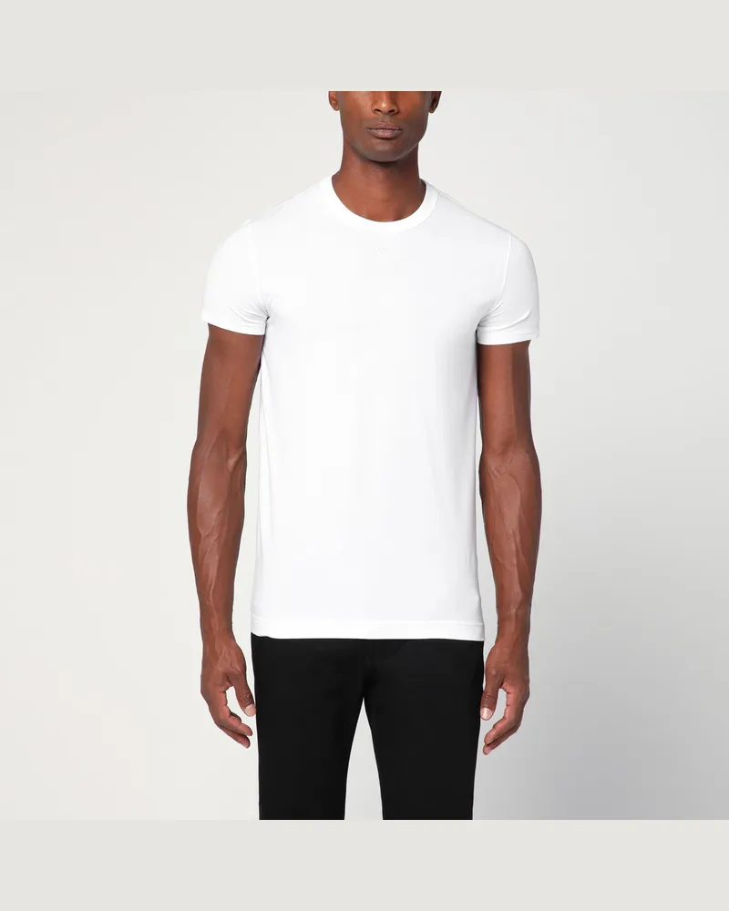 Dolce & Gabbana Weißes T-Shirt mit Logo-Stickerei 
