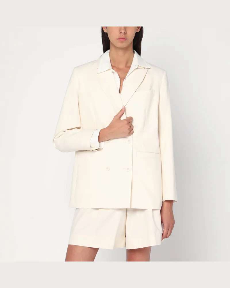 A.P.C. Doppelreihige Jacke aus écru Baumwolle White