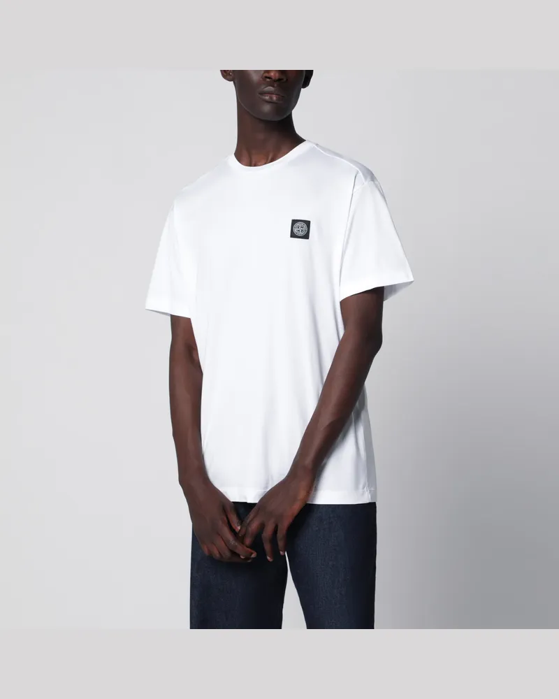 Stone Island Weißes Slim-Fit T-Shirt aus Baumwolle White