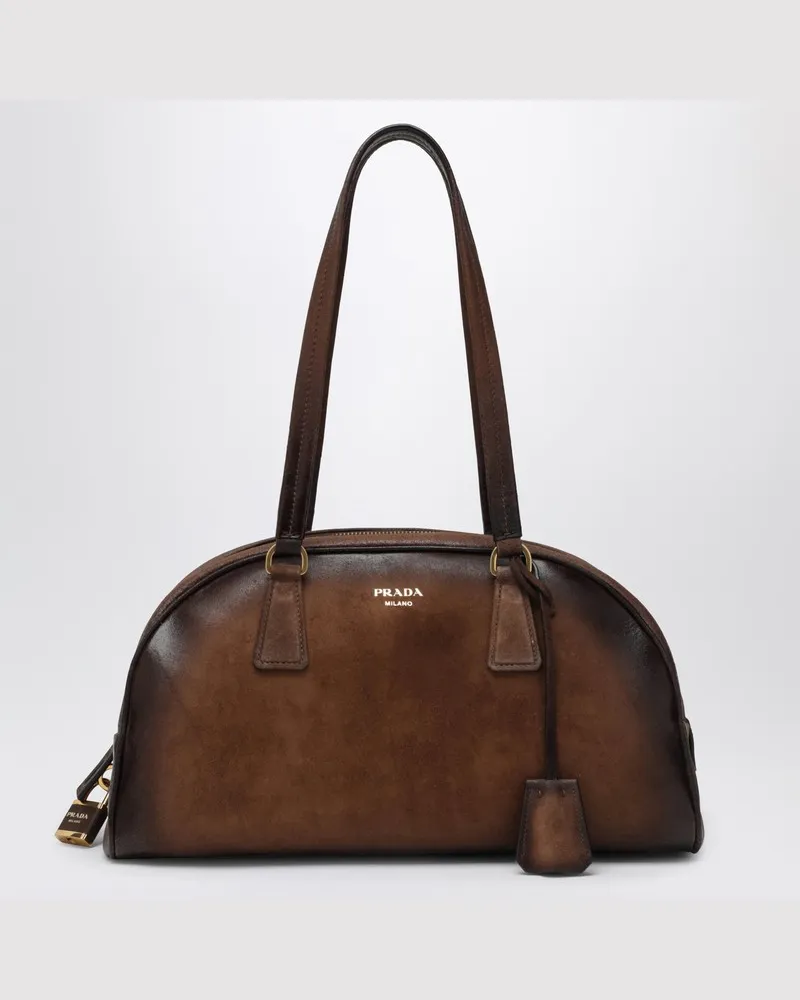 Prada Mittlere  Bowling Tasche in der Farbe Kakao Braun