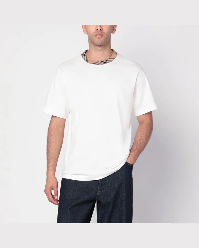 Burberry Weißes Baumwoll-T-Shirt mit Karofinishs Weiß