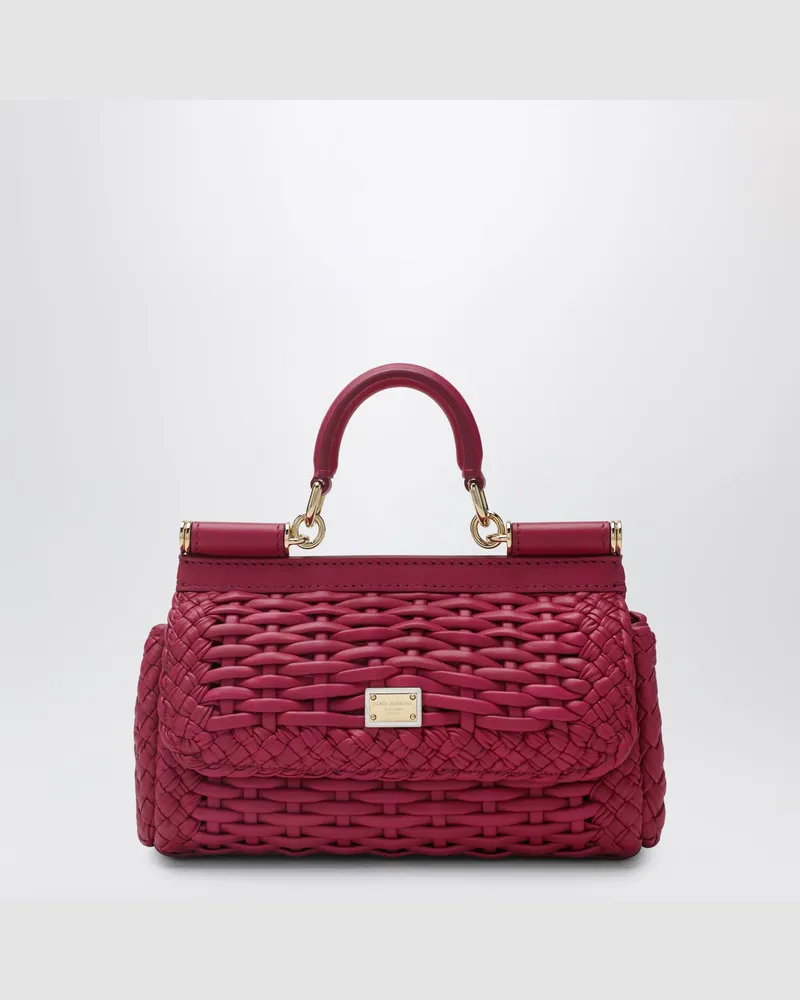 Dolce & Gabbana Sicily Mini Handtasche aus Nappaleder in Hibiskus Pink