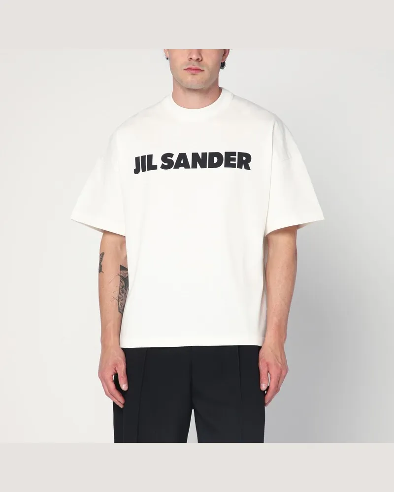 Jil Sander Weißes weites T-Shirt mit Logo Weiß