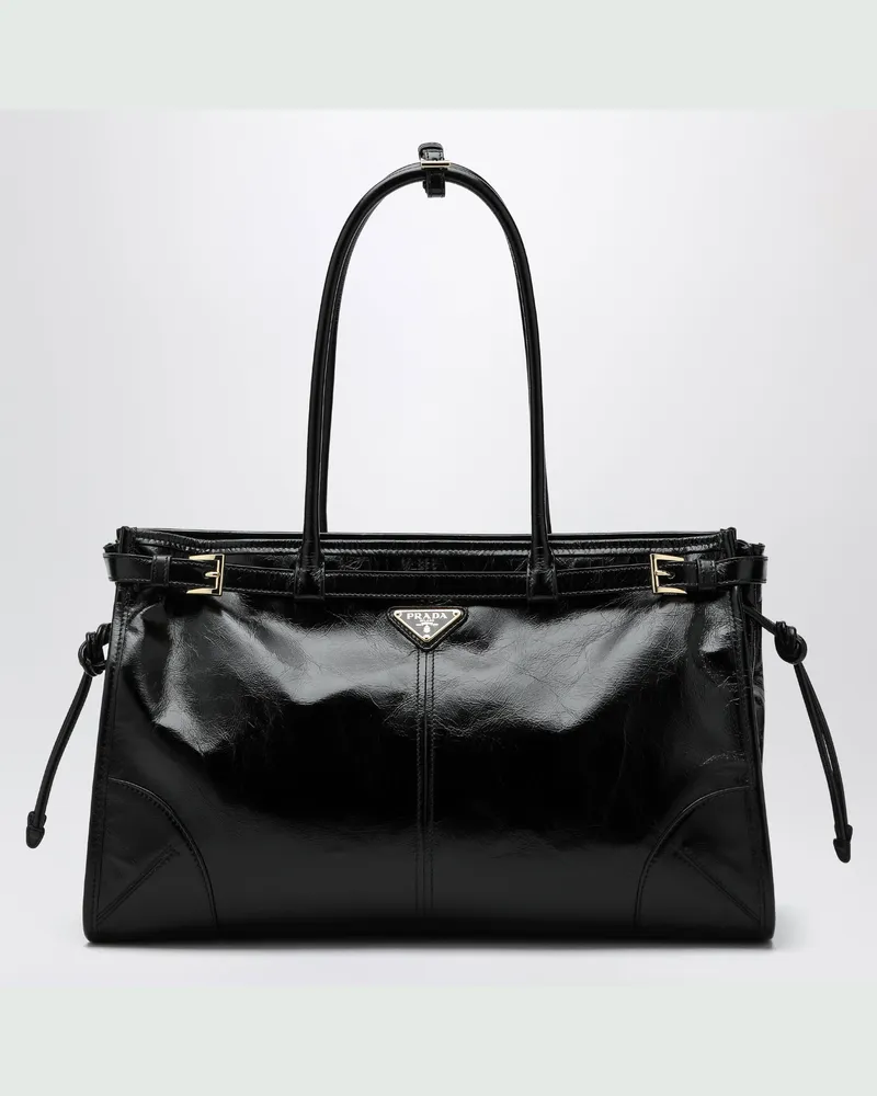 Prada Große  Bonnie Tasche aus schwarzem Leder Black