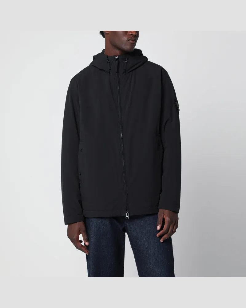 Stone Island Schwarze Kapuzenjacke aus Funktionsmaterial Black