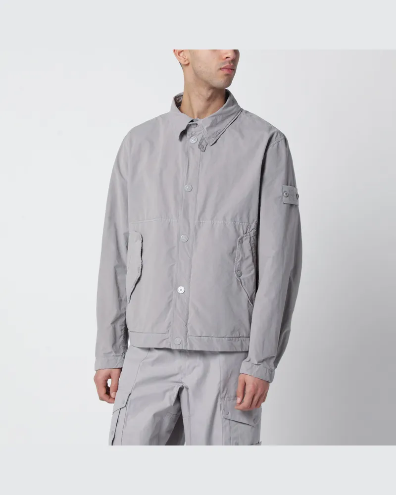 Stone Island Staubgraue wasserabweisende Jacke aus Nylonmischung Grey