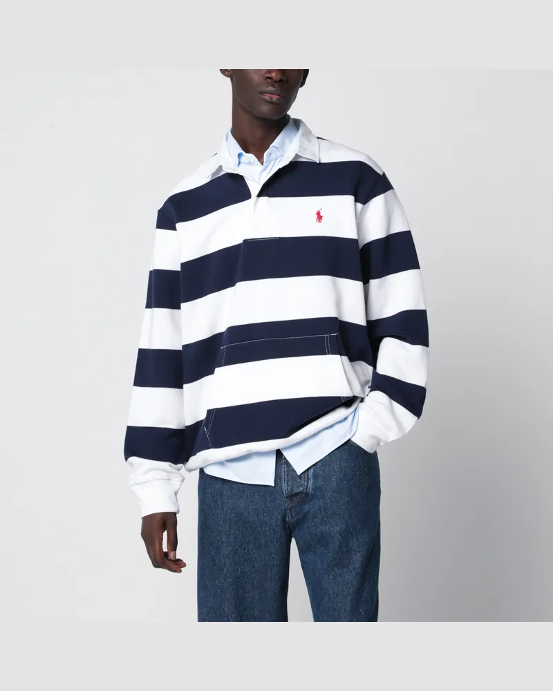 Ralph Lauren Blau/weiß gestreiftes Poloshirt aus Baumwolle Blue