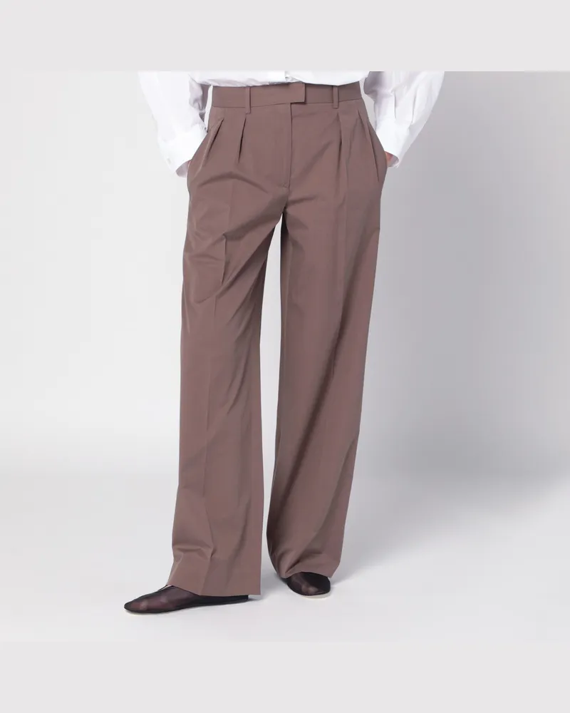 The Row Taupefarbene Hose aus Baumwolle Brown