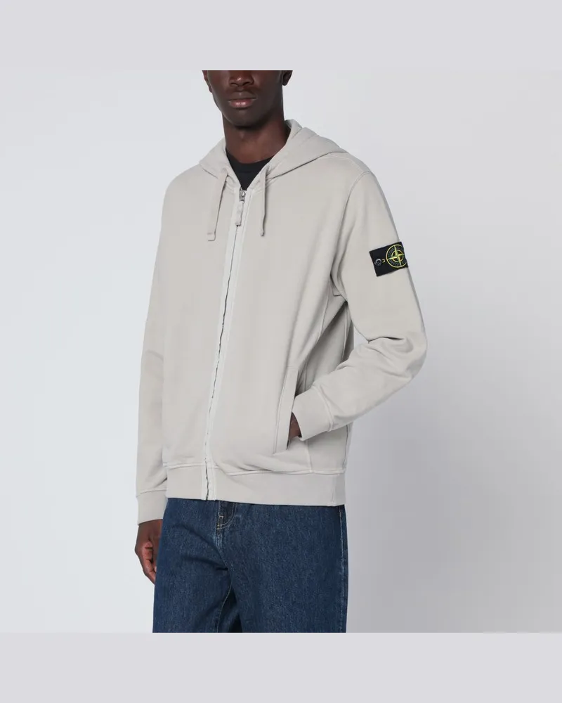 Stone Island Perlgraues Sweatshirt mit Reißverschluss Grau