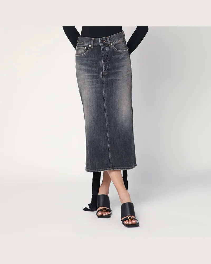 Balenciaga Rock mit Schnürung aus rauchgrauem Denim 