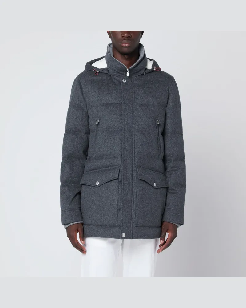Brunello Cucinelli Graue Wollflanelljacke Grau