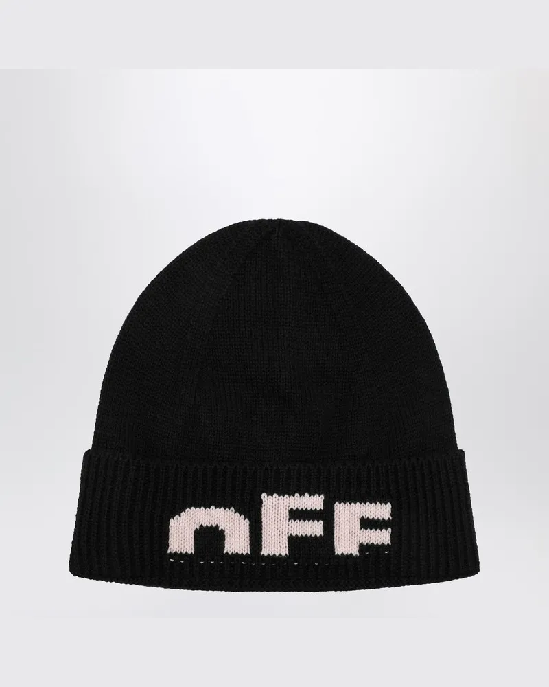 OFF-WHITE Schwarze Mütze mit rosa Off-Logo Rosa