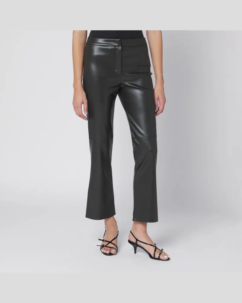 Max Mara Dunkelgrüne Hose aus beschichtetem Stoff Grün