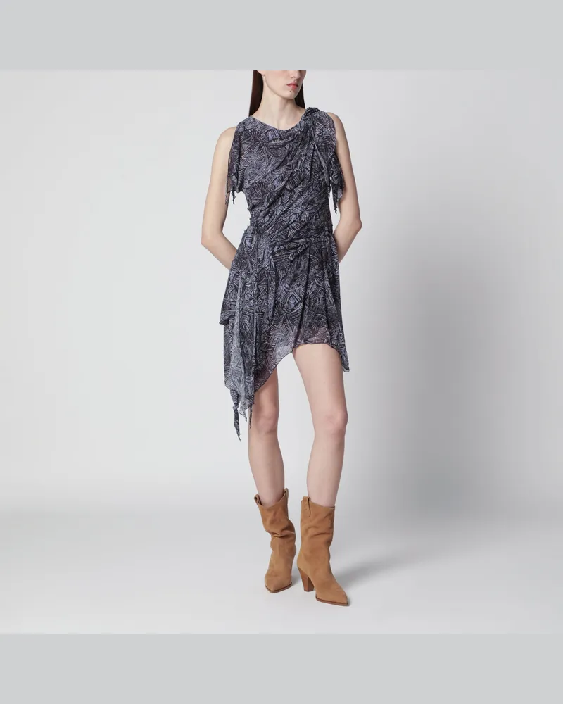 Isabel Marant Asymmetrisches Minikleid Faded Night aus Seide Blue