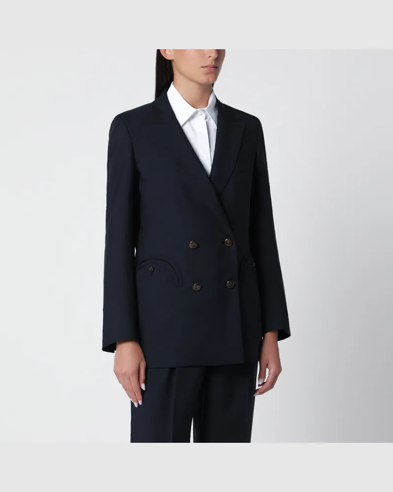Blazé Milano Doppelreihige Jacke in Navyblau aus Wolle und Mohair Blue
