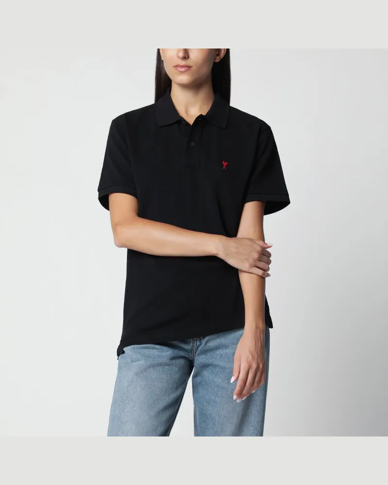 AMI Paris Schwarzes Ami de Caur Poloshirt Black