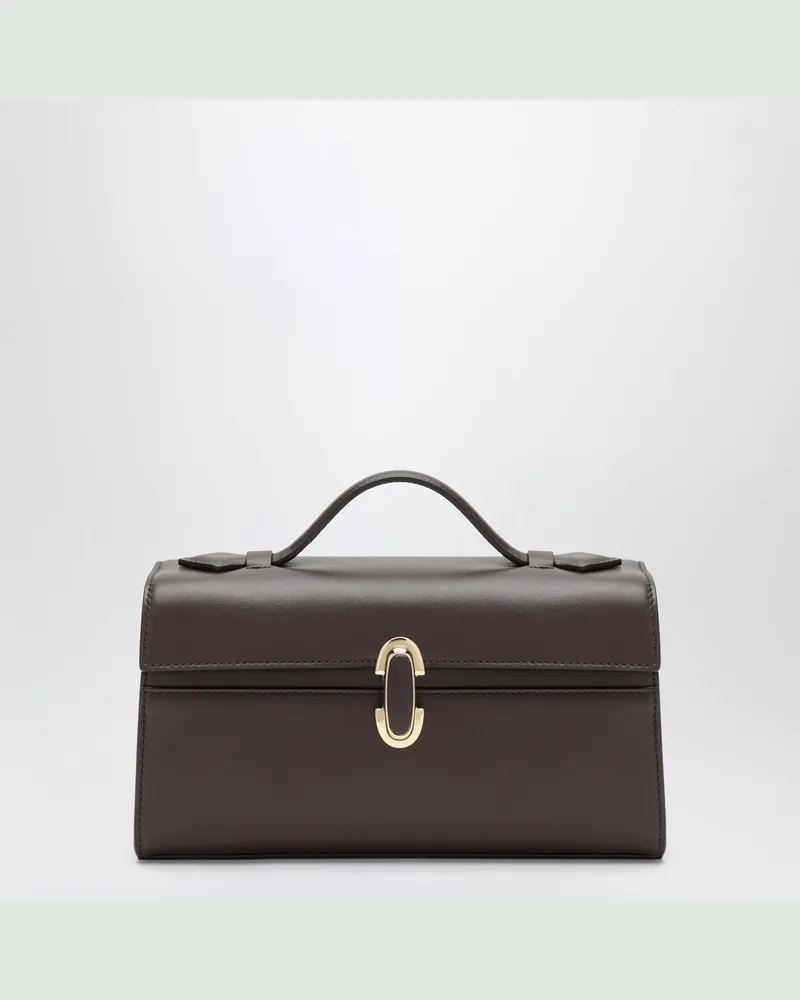 SAVETTE Brown Small Symmetry Pochette handbag in leather Brown