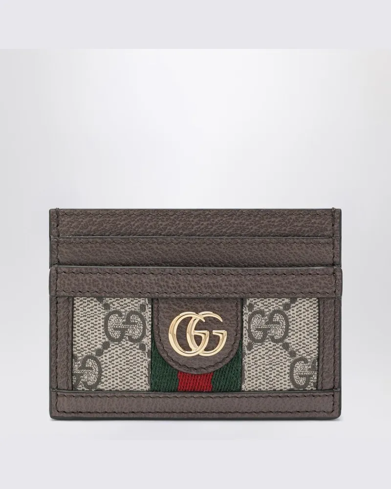Gucci Kreditkartenetui Ophidia aus GG-Supreme-Stoff beige/ebenholz 