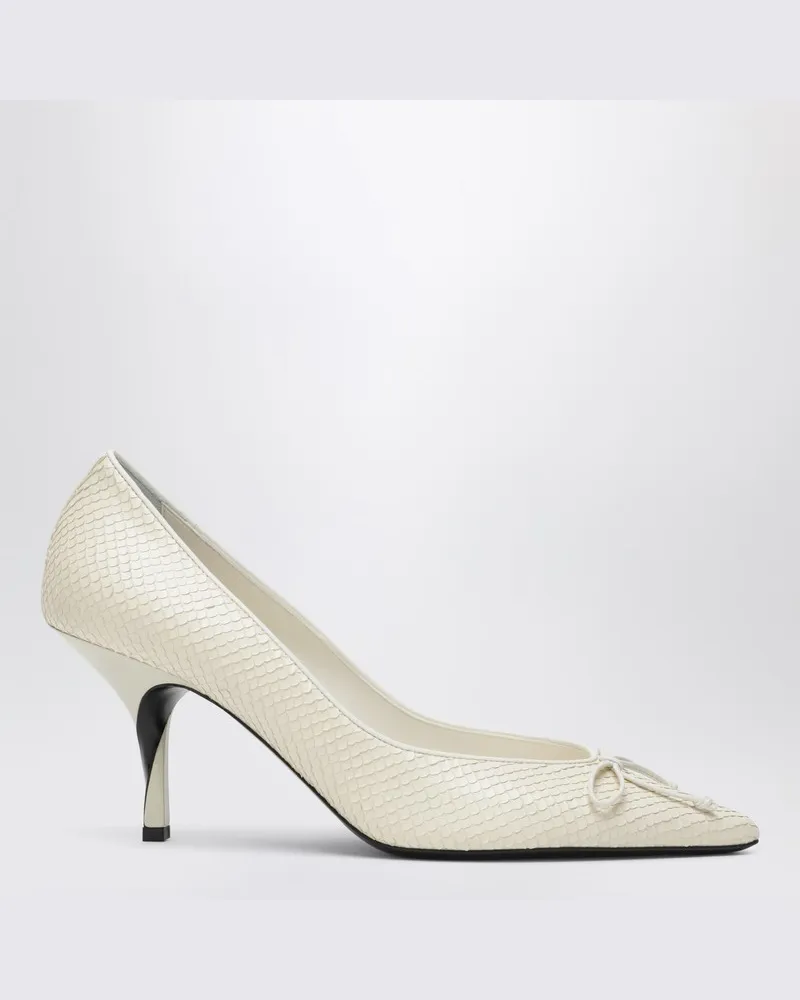 Jacquemus Elfenbeinfarbene Tourni-Pumps aus geprägtem Python-Effekt-Leder Weiß