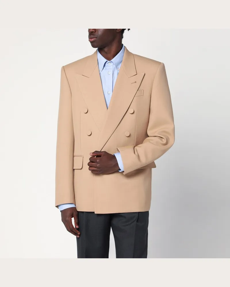 Valentino Garavani Doppelreihige Jacke hell-kamel in Wolle Beige