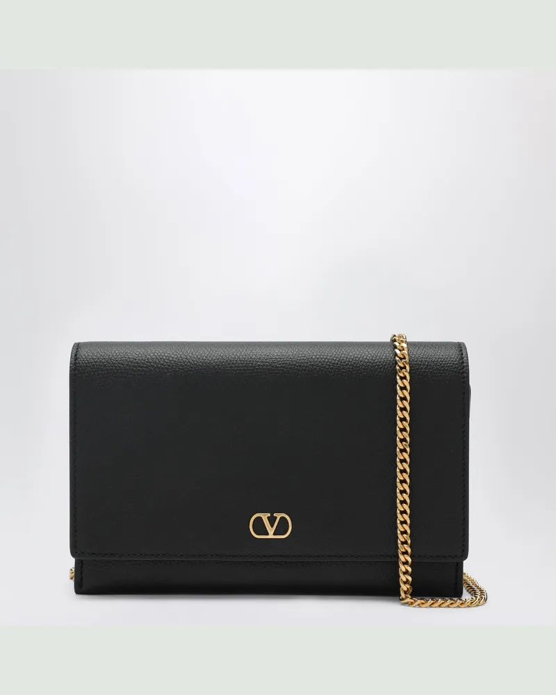 Valentino Garavani Pochette VLogo Signature aus genarbtem Kalbsleder schwarz Black