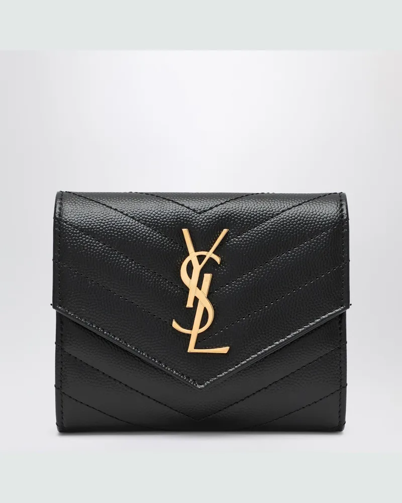 Saint Laurent Dreifache Cassandre-Brieftasche schwarz Black