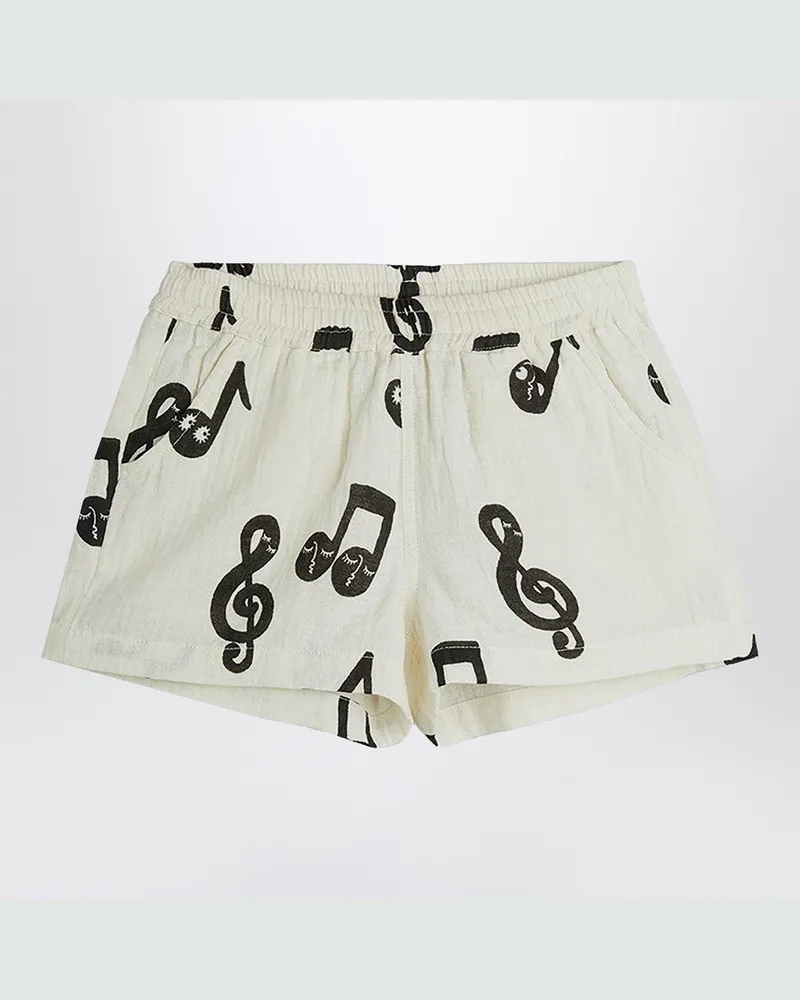 Mini Rodini Weiße Shorts mit Musiknoten White