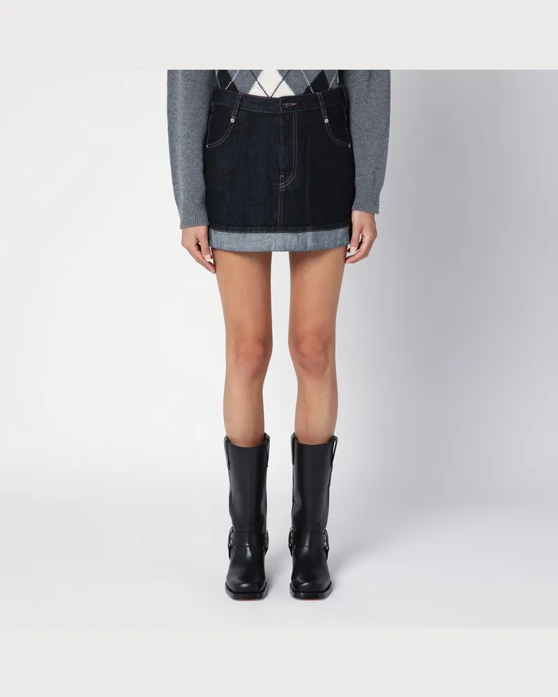 Semicouture Minirock Floriane aus dunklem Denim Blau