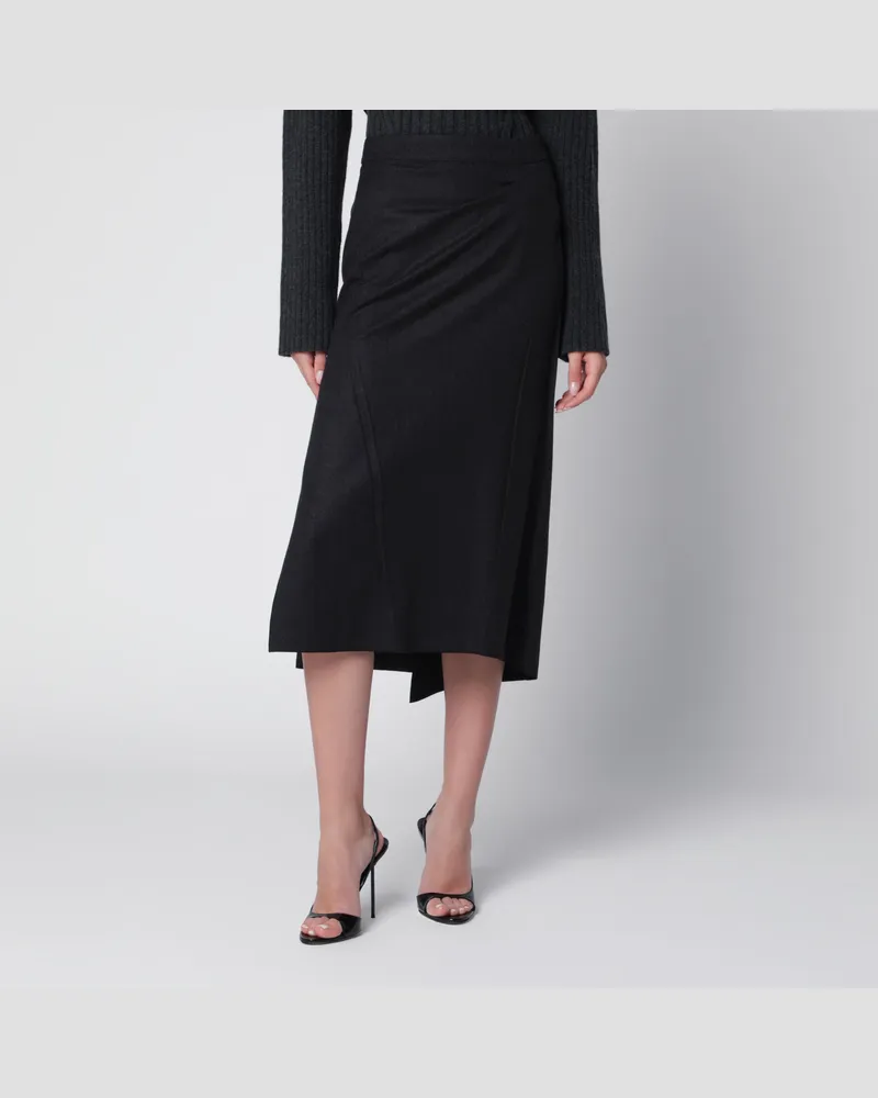 Victoria Beckham Gepresster Midirock aus dunkelgrauer Wolle und Mohair Grey
