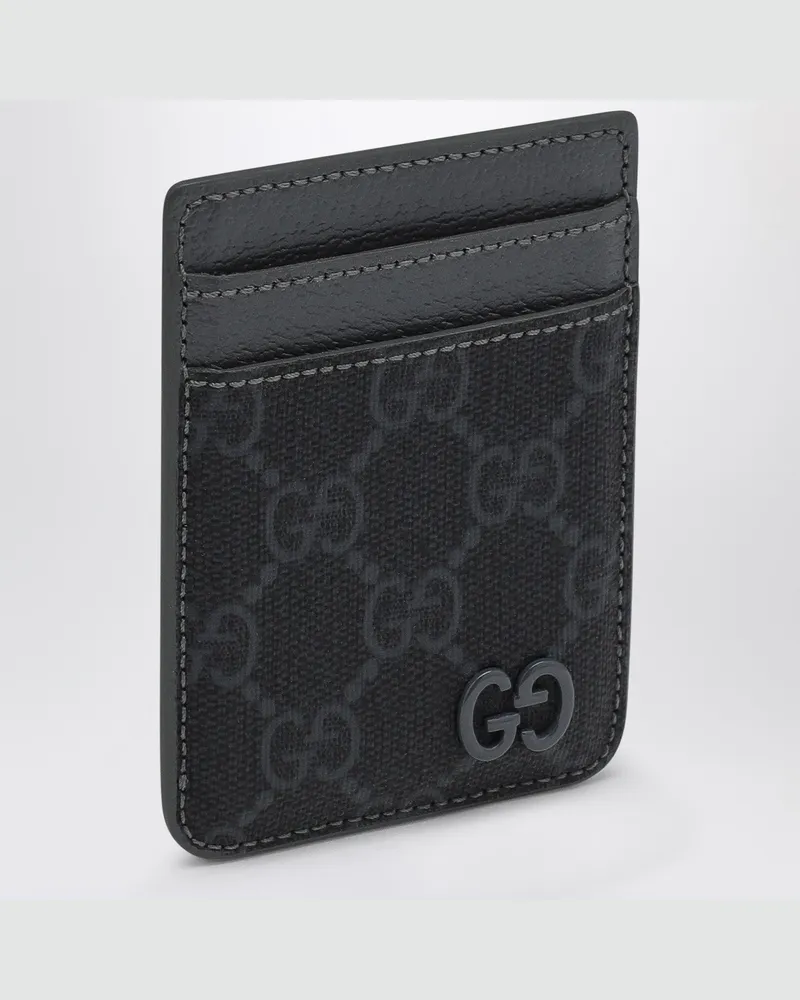 Gucci Kreditkartenetui aus GG-Supreme-Stoff schwarz/grau 