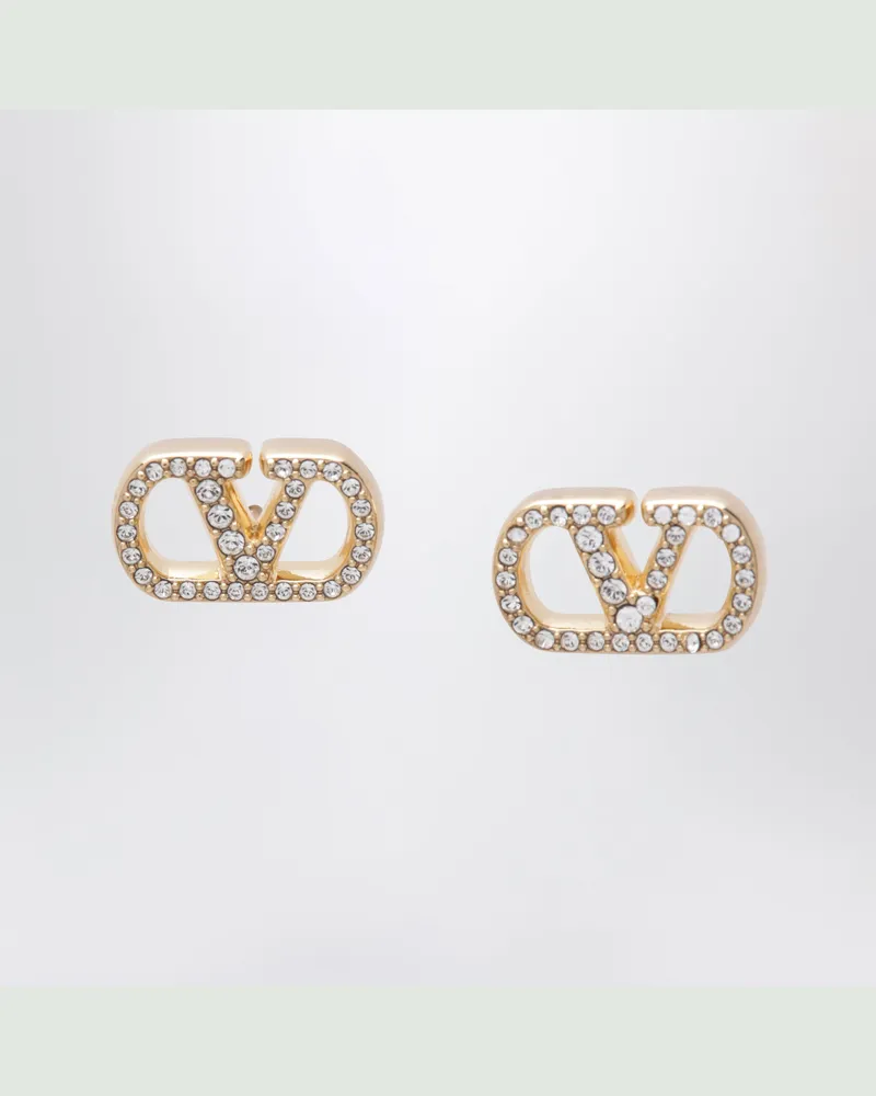 Valentino Garavani Goldfarbene VLogo Signature Ohrringe mit Swarovski-Kristallen Metal