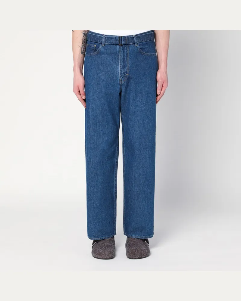 AURALEE Blaue Jeans mit Gürtel Blau