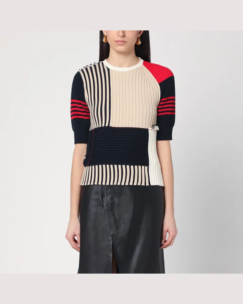 Bottega Veneta Mehrfarbiger gestreifter Pullover aus Baumwolle Mehrfarbig