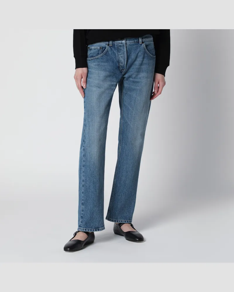 The Row Fima Low-Rise Jeans mit geradem Bein aus Denim, mittelindigo Blue