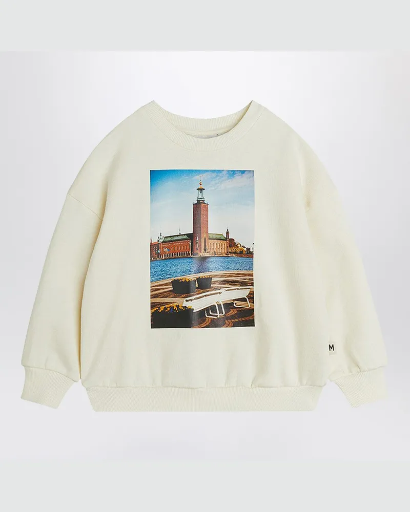 Mini Rodini Weiße Sweatshirt mit Rathausdruck 