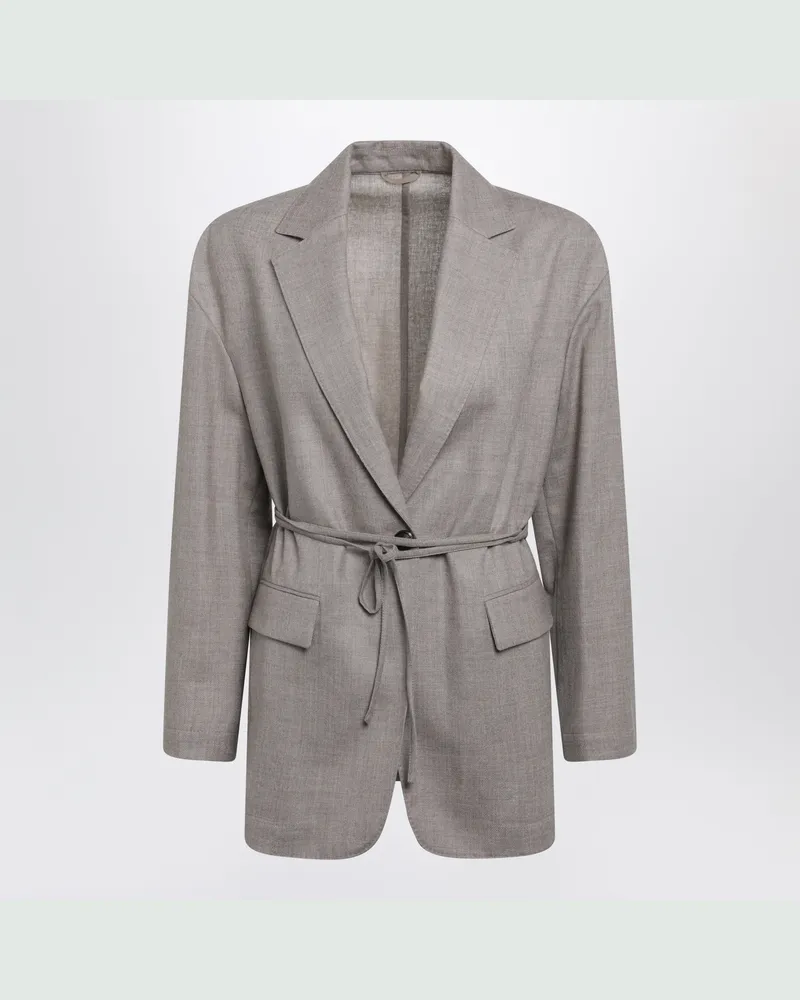 Brunello Cucinelli Zweireihiger melierter Blazer in Schurwolle Brown