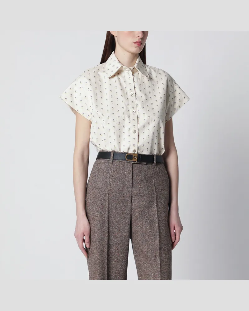 Valentino Garavani Short-sleeved floral shirt Beige
