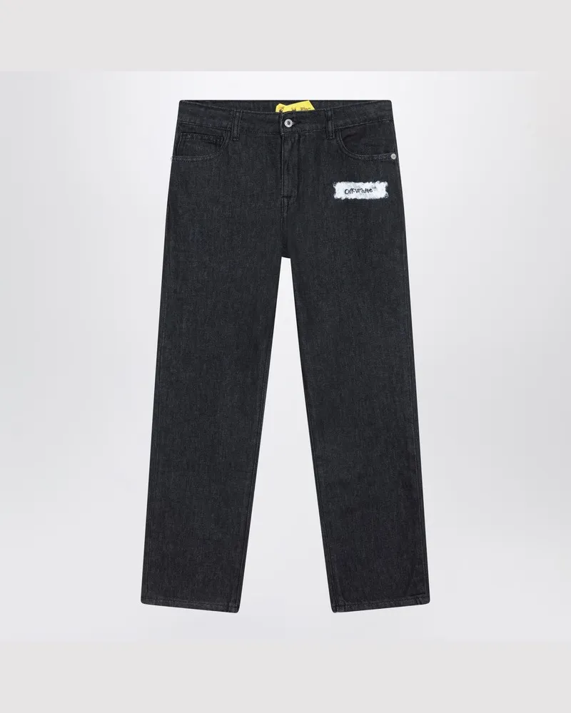 OFF-WHITE Schwarze Diagonal Jeans mit Schwammeffekt Schwarz