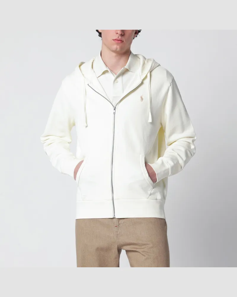 Ralph Lauren Elfenfarbenes Baumwoll-Sweatshirt mit Reißverschluss White