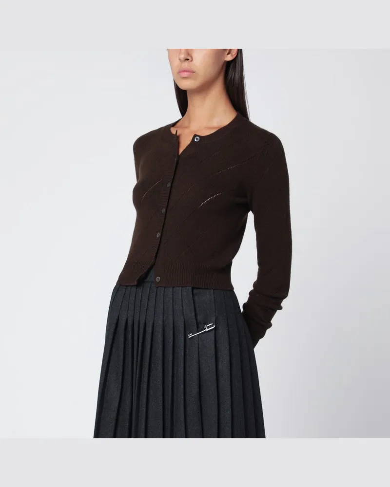 Prada Dunkelbraune Kaschmirstrickjacke Braun