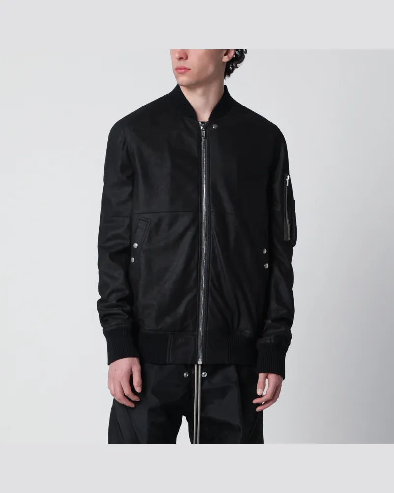 Rick Owens Schwarze Lederjacke mit Reißverschluss Black