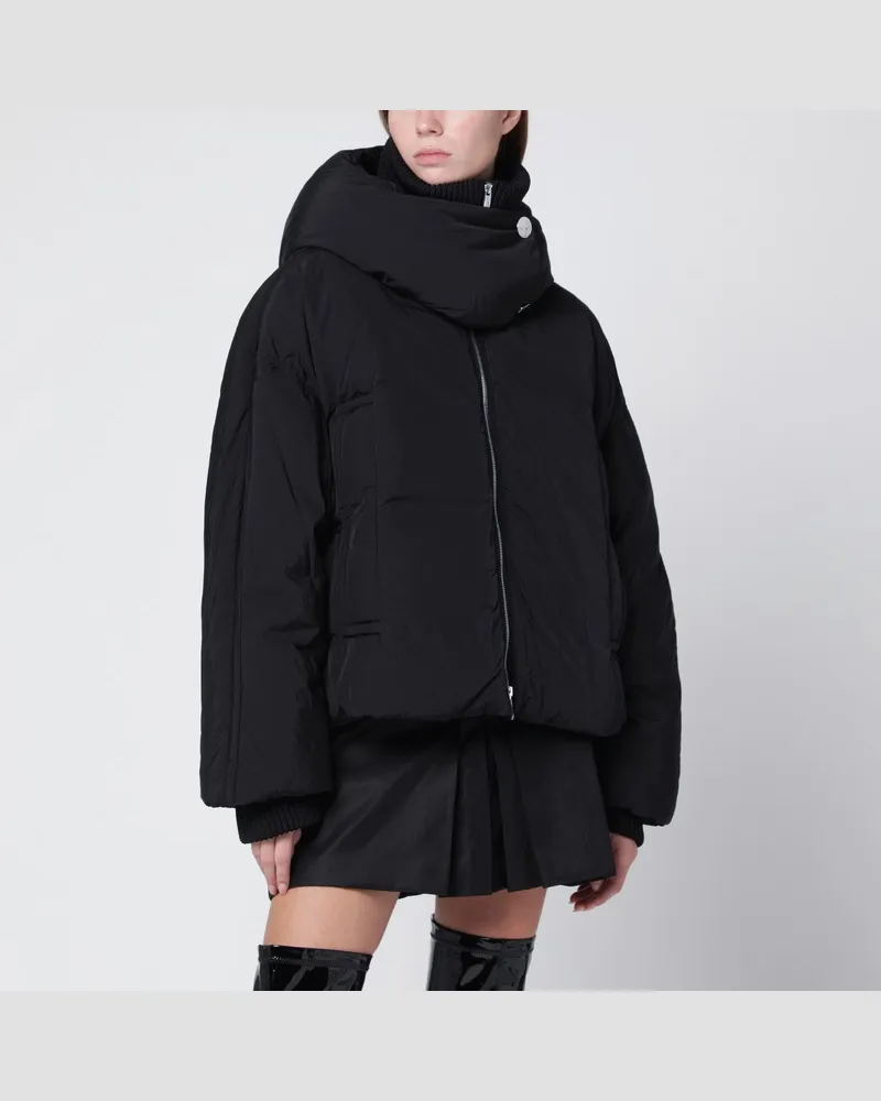 SPORTMAX Schwarze wasserabweisende kurze Daunenjacke Schwarz