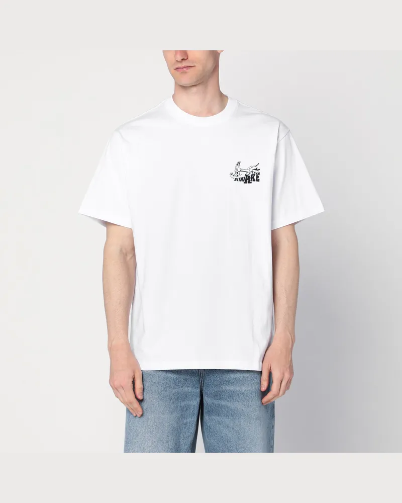 AWAKE NY Weißes T-Shirt mit Hammer-Print White